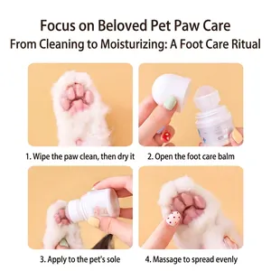 Baume hydratant pour pattes de chiens et chats avec guide d'application en quatre étapes