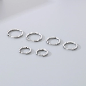Comparison of six various sizes of polished stainless steel round hoop earrings