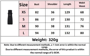 Size chart table for midi dress showing bust, waist, shoulder and length measurements