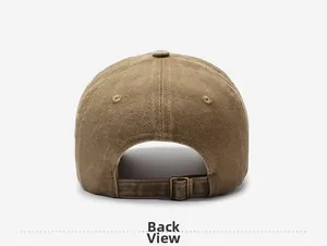 Détails de la boucle métallique réglable et des coutures sur la casquette vintage en coton