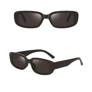 Classic black rectangular sunglasses for women with thick frames and dark lenses