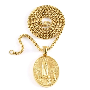 Religious 18k gold plated stainless steel necklace with Virgin Mary pendant