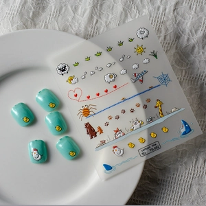 Adesivi per nail art 5D in rilievo con animali cartone animato squali e pulcini TS-052
