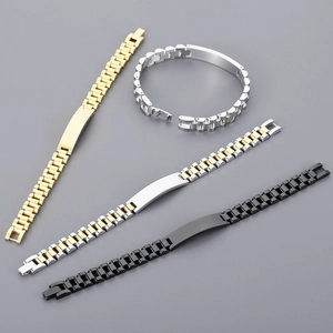 Detailed view of adjustable stainless steel watch band bracelets in four elegant colors