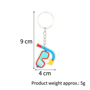 Cartoon Taucherbrille und Schnorchel PVC Schlüsselanhänger in bunten Farben, 9cm hoch
