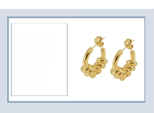 Détails de boucles d'oreilles créoles torsadées en acier doré 18K de 20mm avec poids