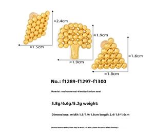 Detailed size chart for gold plated titanium steel geometric beaded hollow earrings