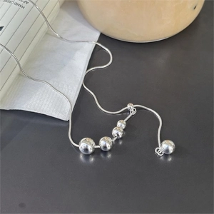 Minimalist 925 sterling silver ball necklace with chic snake chain for women stylish look