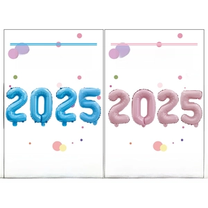 Ballons 2025 en aluminium bleu et rose 16 pouces pour décoration de fête de Nouvel An