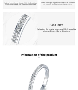 Detailed close-up of S925 sterling silver stamp and sparkling zircons on the ring band