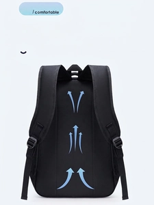 Ergonomic black backpack with padded shoulder straps and breathable airflow back system