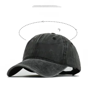 Detailed sizing chart showing height and brim measurements for the V-letter baseball cap