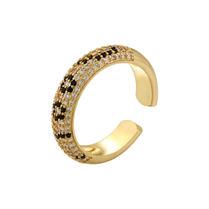 Golden C-shaped ear clip featuring leopard pattern set with sparkling cubic zirconia