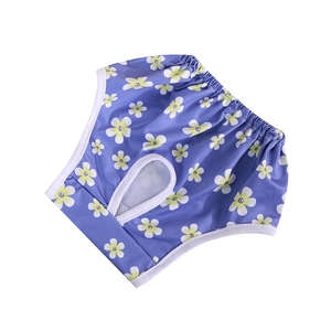 Cute purple floral dog physiological pants with elastic waist and tail hole for small pets