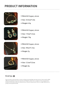 Spécifications détaillées du parure de bijoux fleur en zircon avec taille et poids