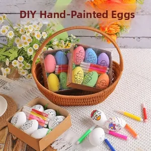 Kit creativo de pintura de Pascua con huevos estampados y rotuladores de colores