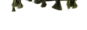 Detailed close-up of green silk tassel trim for home curtains and cushion decoration