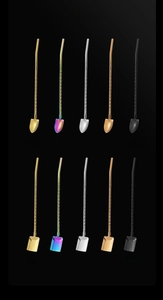 Detailed catalog of 304 stainless steel straw spoons in spiral style and five metallic colors