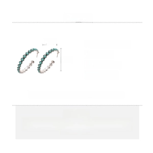 Detailed size and material specifications for geometric orchid stone round earrings