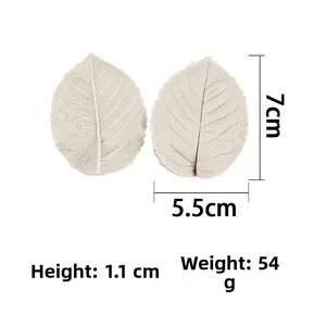 Macro view of leaf vein texture on two-piece silicone fondant cake mold with dimensions