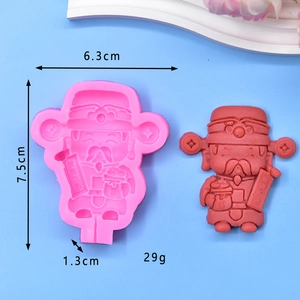 Moule en silicone motif Dieu de la Richesse avec texte de bon augure pour pâtisserie DIY