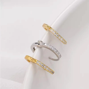 18k gold and silver leverback earring hooks with inlaid cubic zirconia for jewelry making