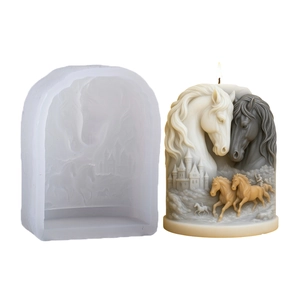 Stereo relief horse and castle silicone mold for DIY handmade candles and gypsum crafts