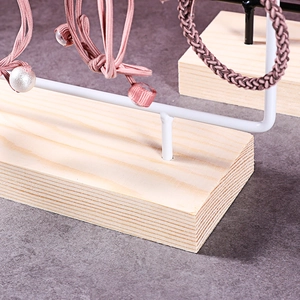 Creative wood and white metal jewelry stand for earrings and necklaces display