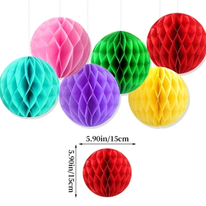 Colorful 15cm honeycomb paper balls set for 2025 birthday party hanging decorations
