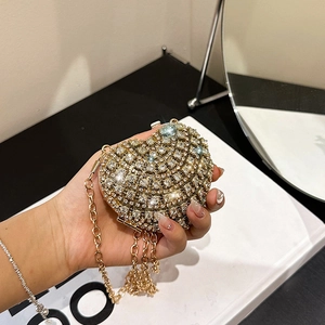 Sac De Soirée En Forme De Coeur En Strass Pochette Scintillante Sac À Main Avec Chaîne En Métal Pour Femme