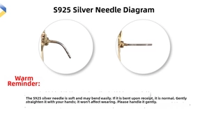 Detail of S925 sterling silver earring posts showing flexible texture and material quality