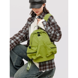 Grass green nylon space series backpack with Northhansen logo for women daily commuting