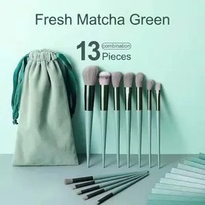 Professional Makeup Brushes Synthetic Fiber Bristles Aluminum Ferrule Plastic Handle Tools With Portable Storage Bag