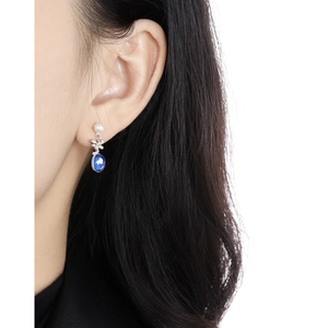 Artificial Pearl Dangle Earrings With 925 Sterling Silver Earring Post Crystal Oval Drop Elegant Bowknot Flower Jewelry For Women
