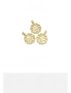 Detailed view of lace heart star MAMA pendant in 18K gold plated copper with micro-pave