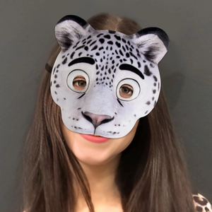 Realistic Snow Leopard EVA plush animal mask for Halloween party cosplay and masquerade costume