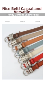 Group display of genuine cowhide leather belts for women in multiple stylish colors