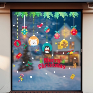 Stickers Fenêtre Noël Père Noël Renne Ours Polaire Autocollants PVC Statique Pour Porte Vitrée Décoration Vitrine Double Face