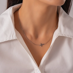 Minimalist 18k gold plated horizontal cross pendant necklace on a delicate box chain