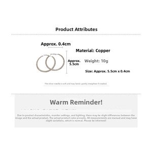 Detailed size specifications of silver needle hoop earrings with rhinestone diameter measurements