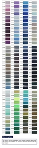 Detailed color chart showing various knit yarn shades with alphanumeric codes for selection