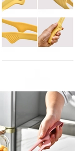 Detail view of silicone food tongs with ergonomic non-slip handle and heat resistant tips