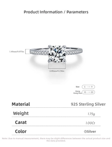 Macro detail of 1ct moissanite ring showing 1.40mm band width and 6mm stone diameter