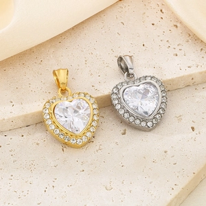 Elegant 18K gold and silver plated heart pendants with sparkling zircon halo setting