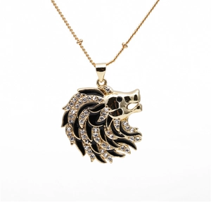 Collier Pendentif en Cuivre Zircone Iced Out Style Hip Hop Punk Lion Chat Colombe Animal Bijoux Pour Hommes Femmes