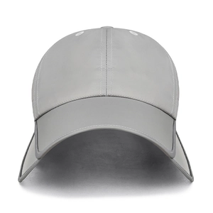 Grey quick-dry baseball cap with retractable sun visor and breathable perforated design