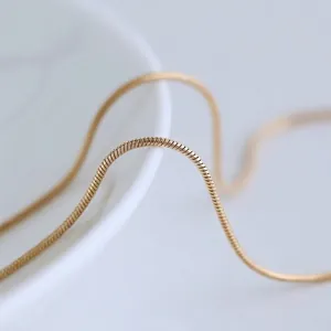 Snake Bone Chain Necklace Copper 18K Gold Plated Minimalist Clavicle Plain Link Jewelry Women Men