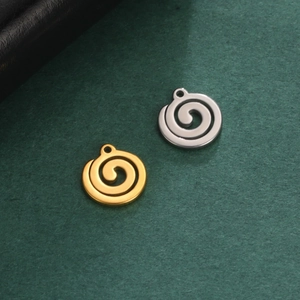 Spiral stainless steel vortex pendants in gold and silver finish for DIY jewelry
