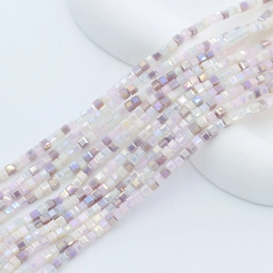 Square Cube Glass Beads Crystal Faceted Spacer Beads For DIY Jewelry Making Crafting AB Coated Macaron Colors Small