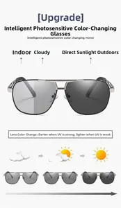 Detailed demonstration of photochromic aviator sunglasses lenses changing in light